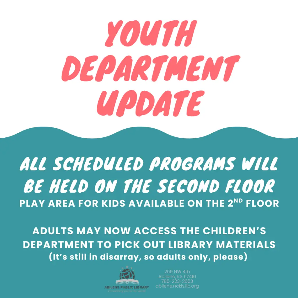 Youth Department programs on 2nd floor