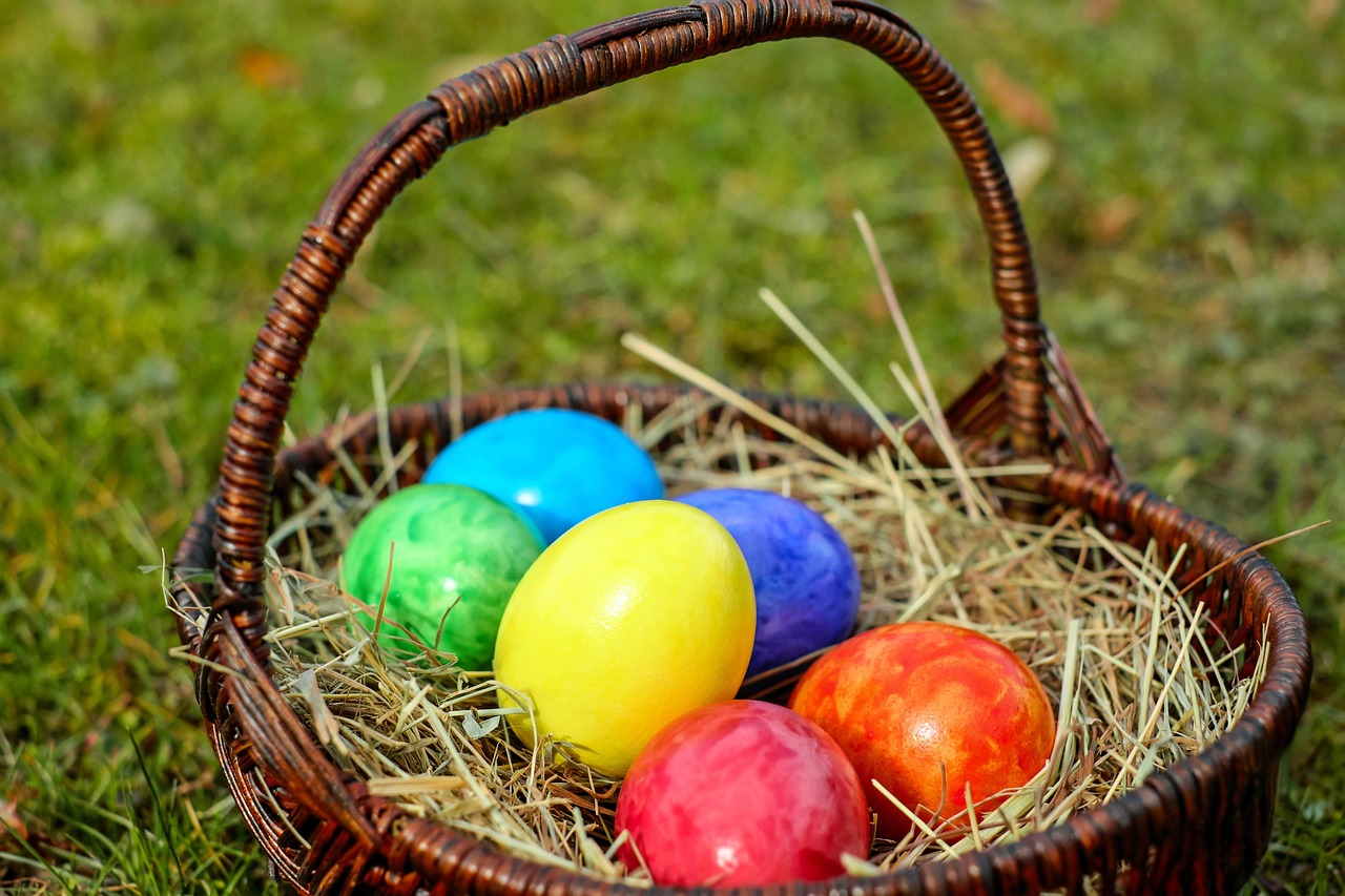 easter, eggs, basket, easter eggs, colorful eggs, multicolored, colorful, egg basket, easter egg basket, easter celebration, colored, easter decorations, painted, happy easter, easter, easter, easter, easter, easter, easter eggs
