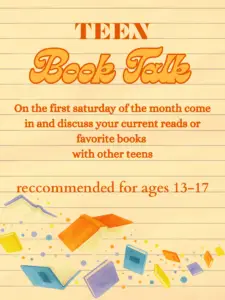 Teen book talk for ages 13 to 17