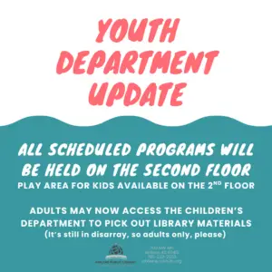 Youth Department programs on 2nd floor