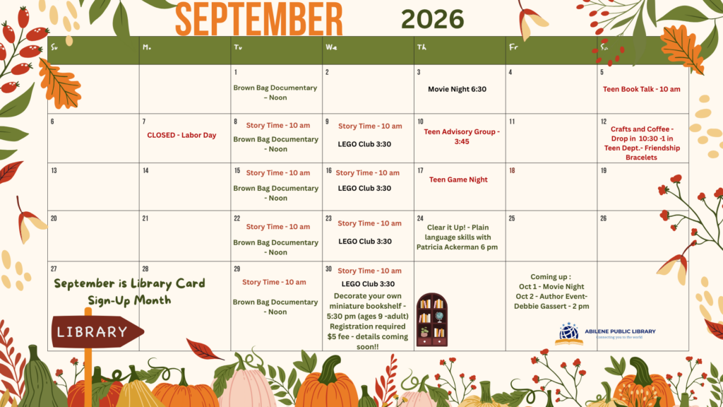 Calendar for September