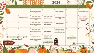 Calendar for September with fall border