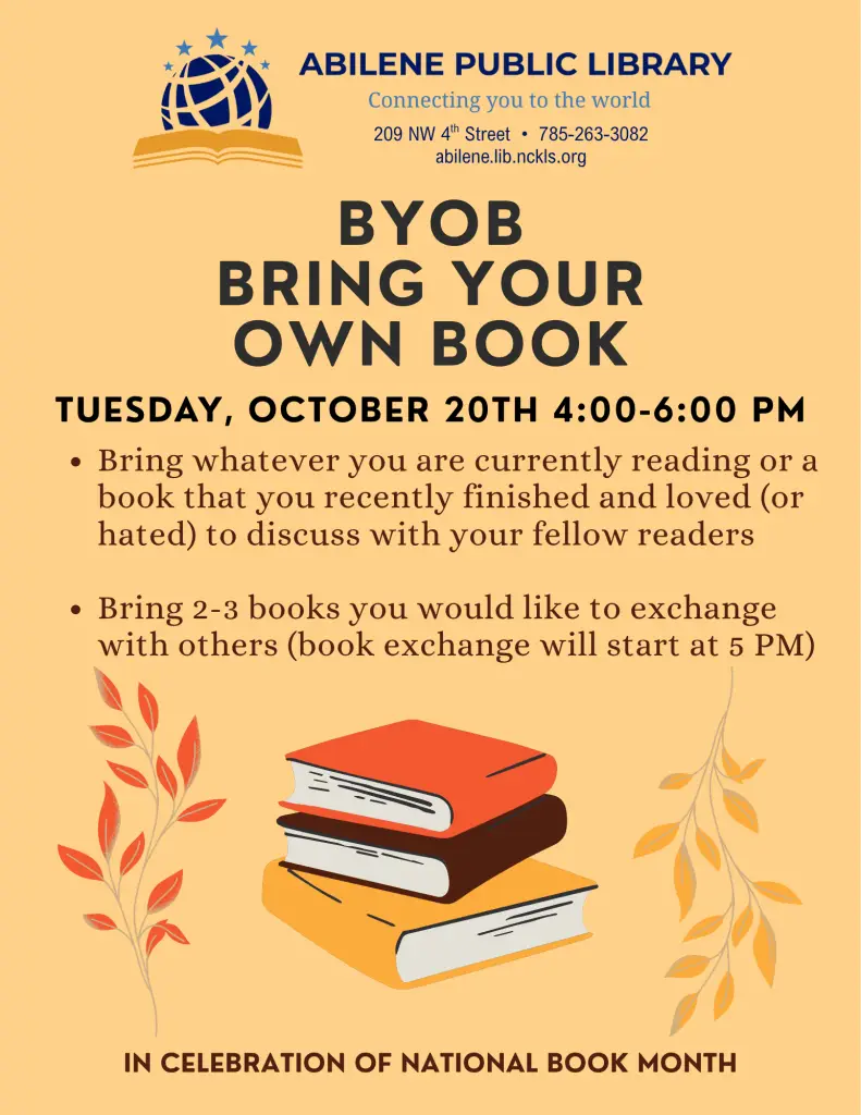 Oct 20th 4 - 6 pm Bring Your Own Book