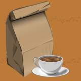 Image of sack lunch and coffee